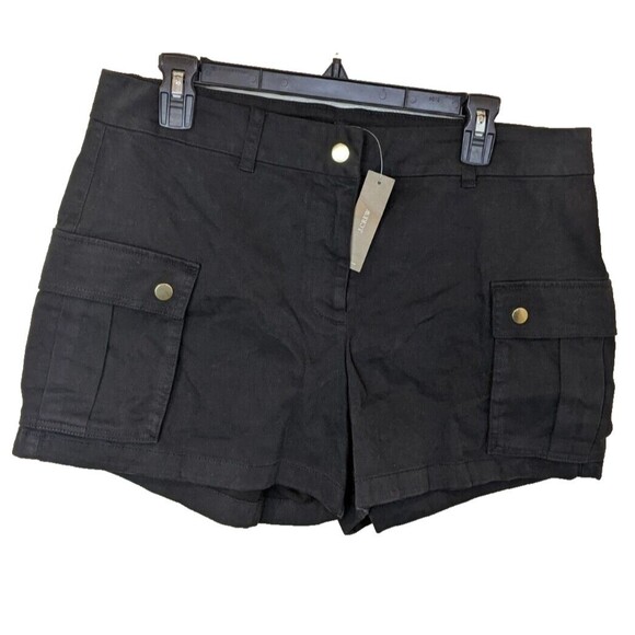 J. Crew Women Short 4" Hudson Cargo Chino Black Neutral Size 14 - Picture 2 of 11